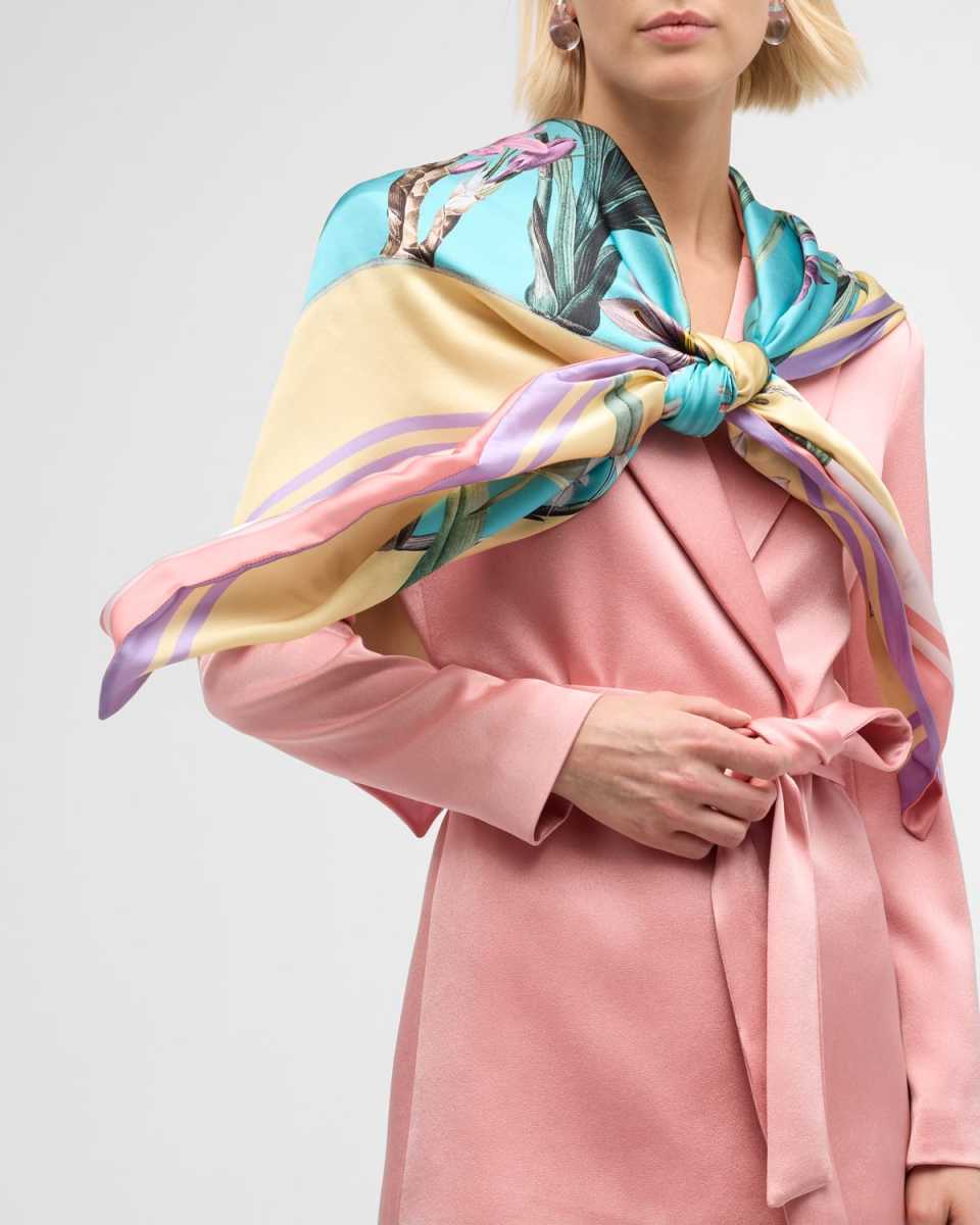 Veronica Double-Sided Floral Silk Scarf
