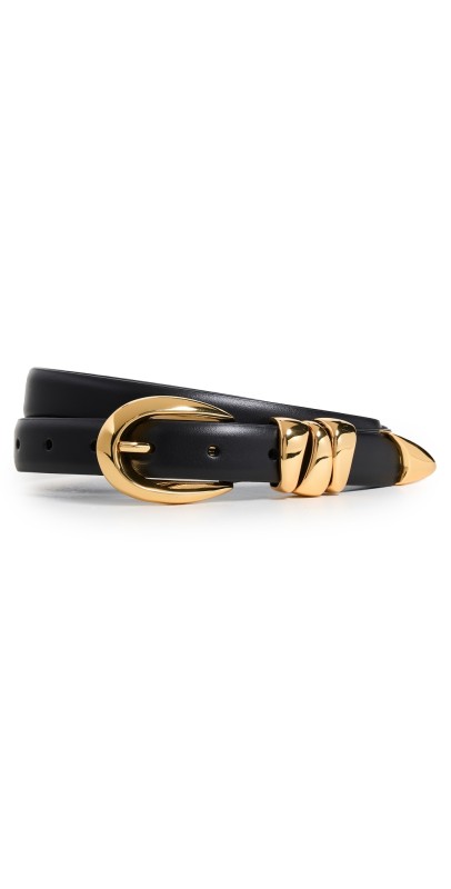 Madewell Triple Metal Keeper Gold Belt True Black with Gold Hardware