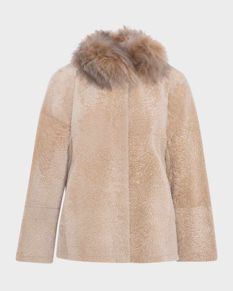 Reversible Lamb Shearling Jacket With Mongolian Lamb Shearling Coll