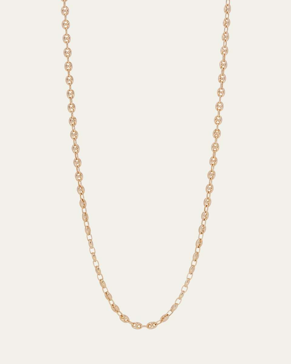 18K Yellow Gold Puffy Mariner Link Chain Necklace, 27"L