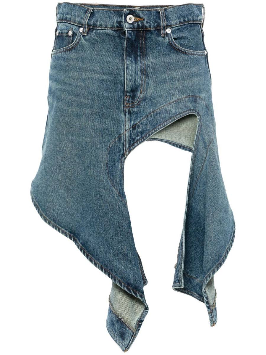 cut-out denim miniskirt