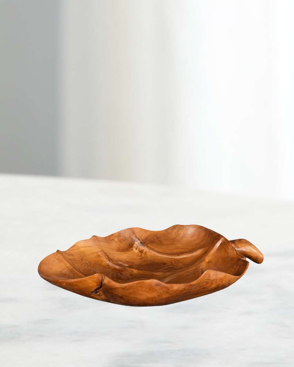 Teak Wood Leaf Bowl, Natural