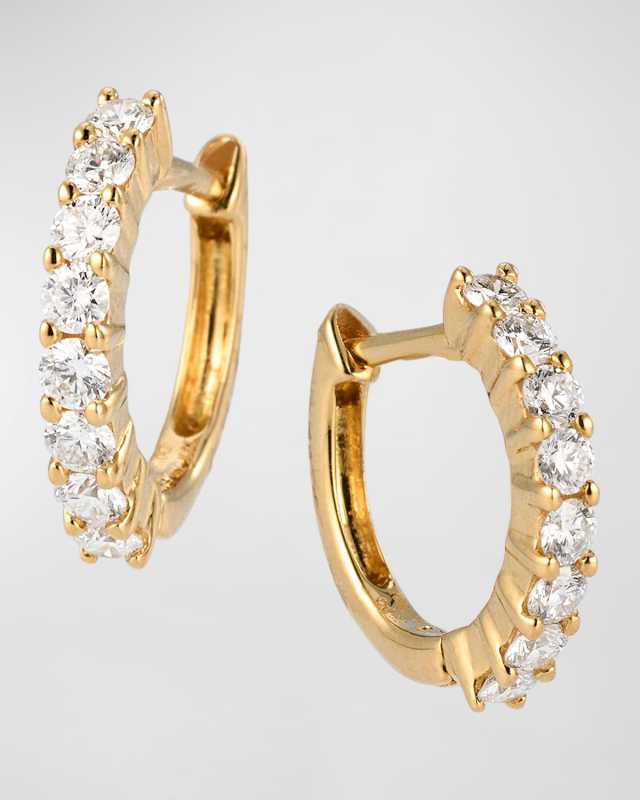 Sparkle 18K Yellow Gold Diamond Huggie Hoop Earrings