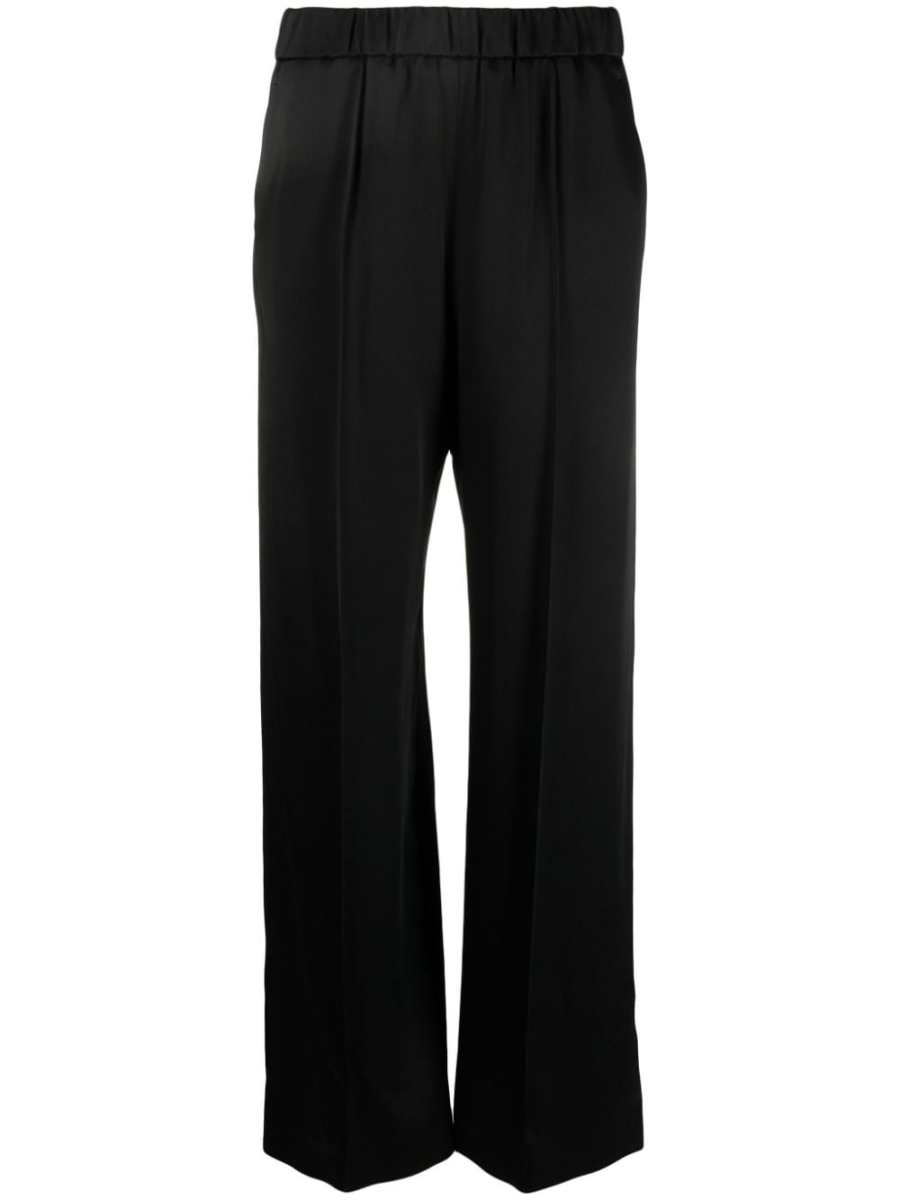 satin-finish wide-leg trousers