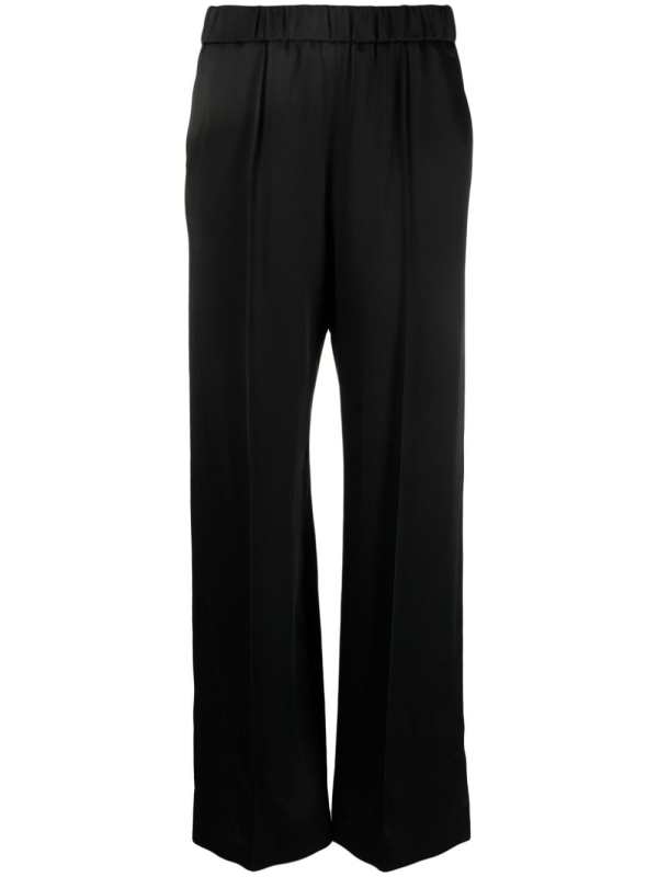 satin-finish wide-leg trousers