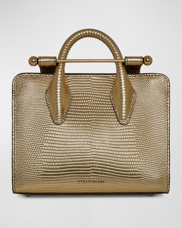 Nano Metallic Lizard-Embossed Tote Bag