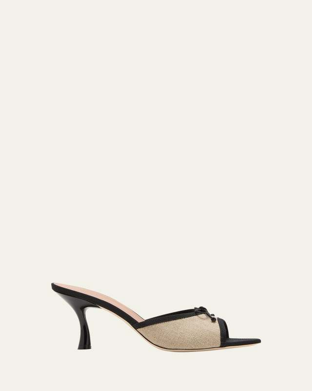 x Tabitha Simmons Lily Linen Bow Mule Sandals