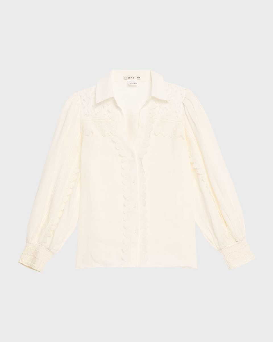 Venty Button-Front Linen Blouse