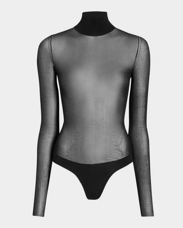 Tallin Sheer Mesh Turtleneck Bodysuit