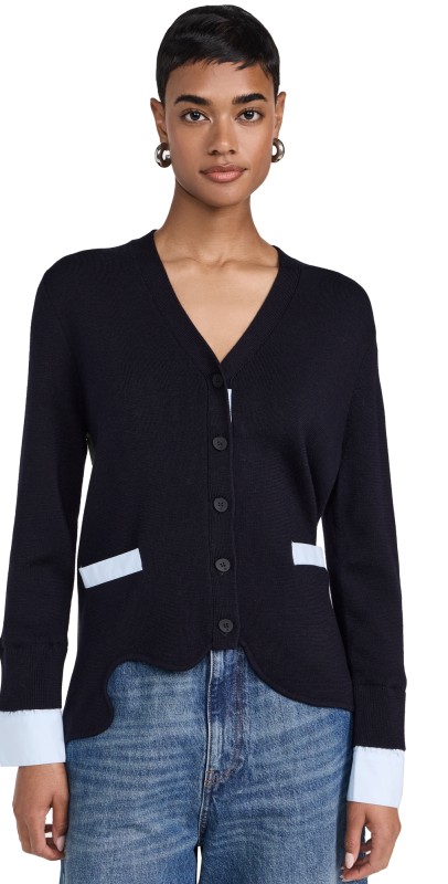 PH5 Lilo Color Blocked Merino Wool Cardigan Black
