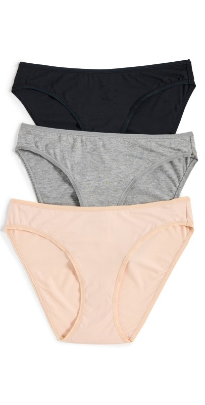 LIVELY The All-Day Bikini Panties 3 Pack Toasted Almond/Jet Black/Smoke