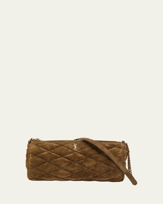 Sade Small YSL Tube Shoulder Bag in Quilted Suede