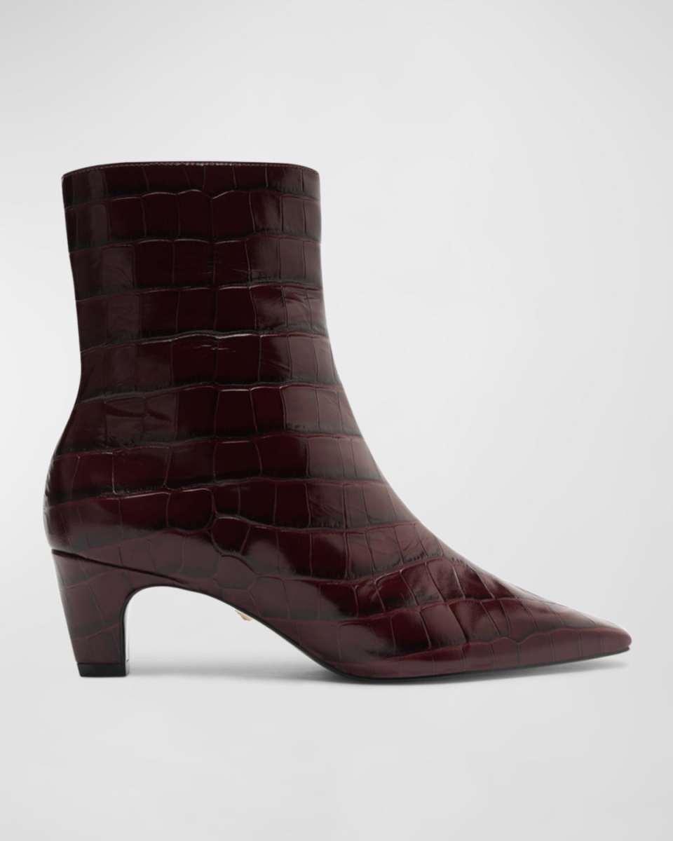 Dellia Croco Kitten Ankle Booties