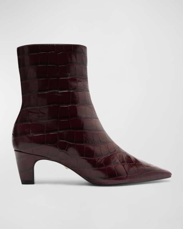 Dellia Croco Kitten Ankle Booties