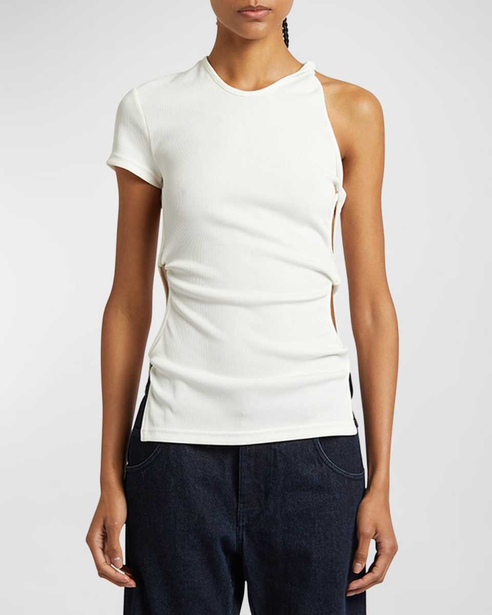 Twisted Cutout Side Asymmetric T-Shirt
