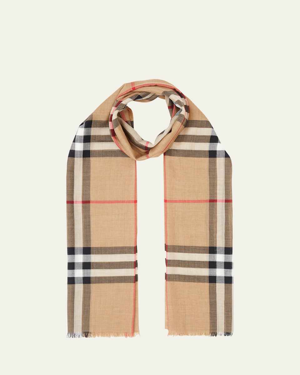 Giant Check Gauze Scarf