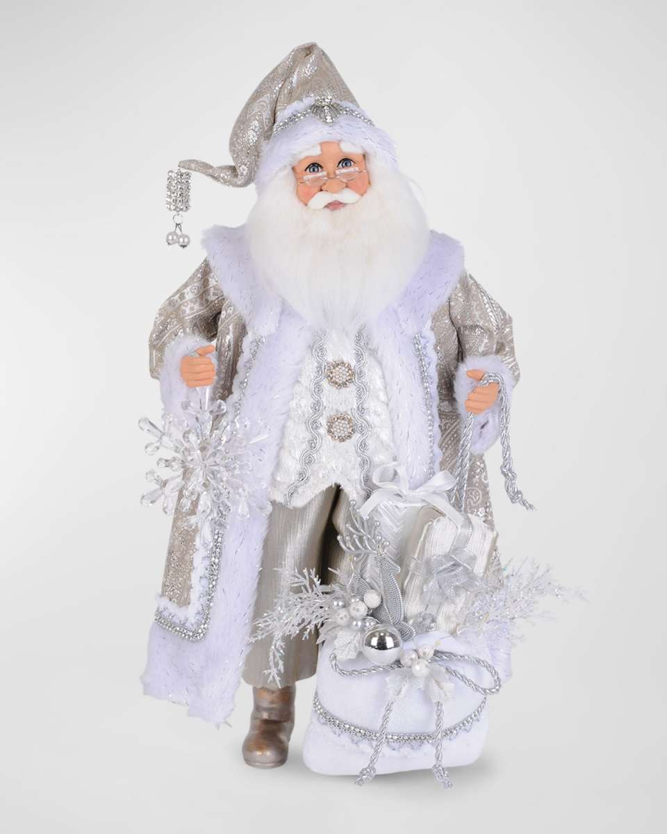 Lighted White Christmas Santa Figure