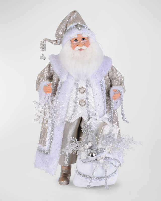 Lighted White Christmas Santa Figure