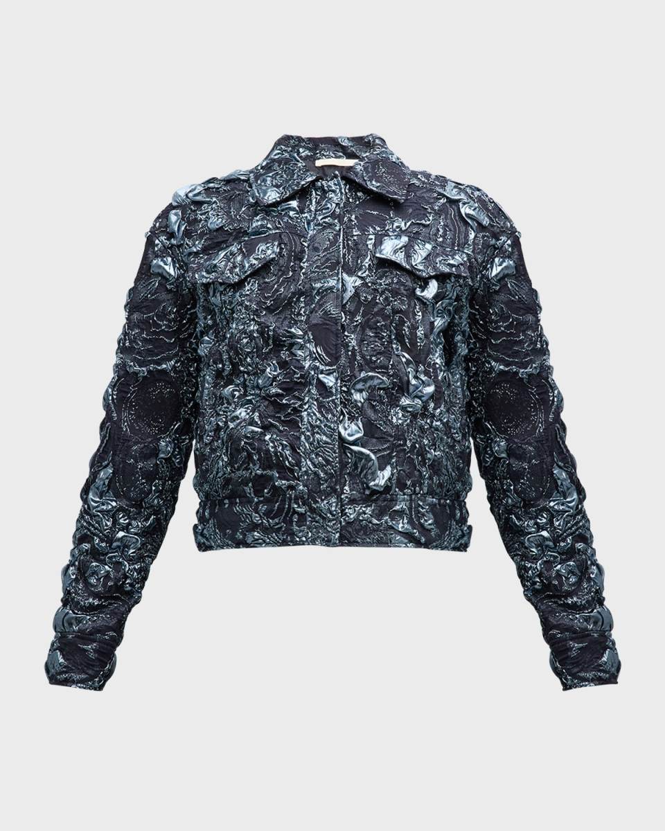 Metallic Marine Cropped Jacket