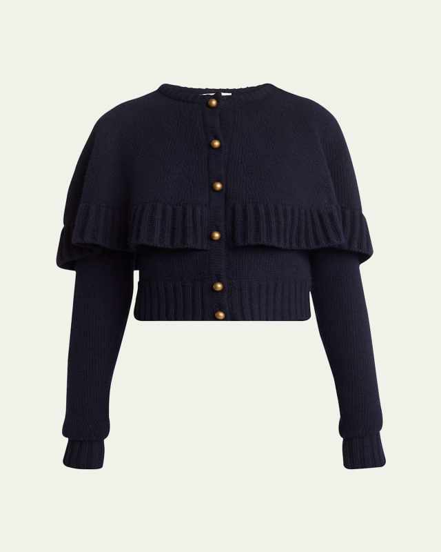 Ruffle Wool Cashmere Cardigan