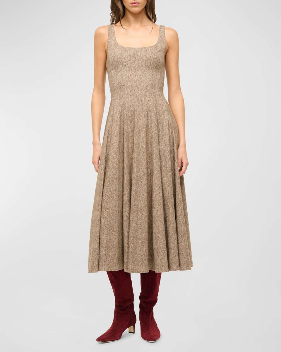 Wells Herringbone Midi Dress