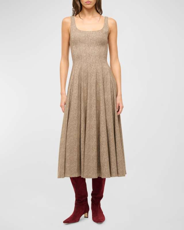 Wells Herringbone Midi Dress
