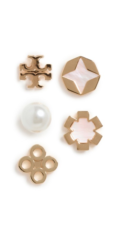 Tory Burch Kira Clover Stud Earring Set Tory Gold/Mother of Pearl