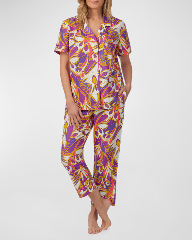 Cropped Organic Cotton Poplin Pajama Set
