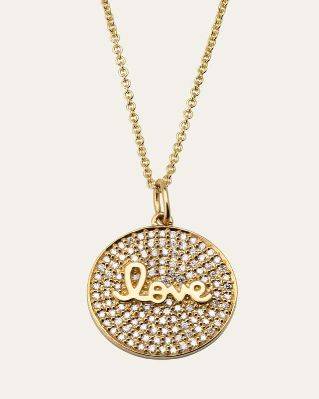 Diamond Love Script Medallion Necklace