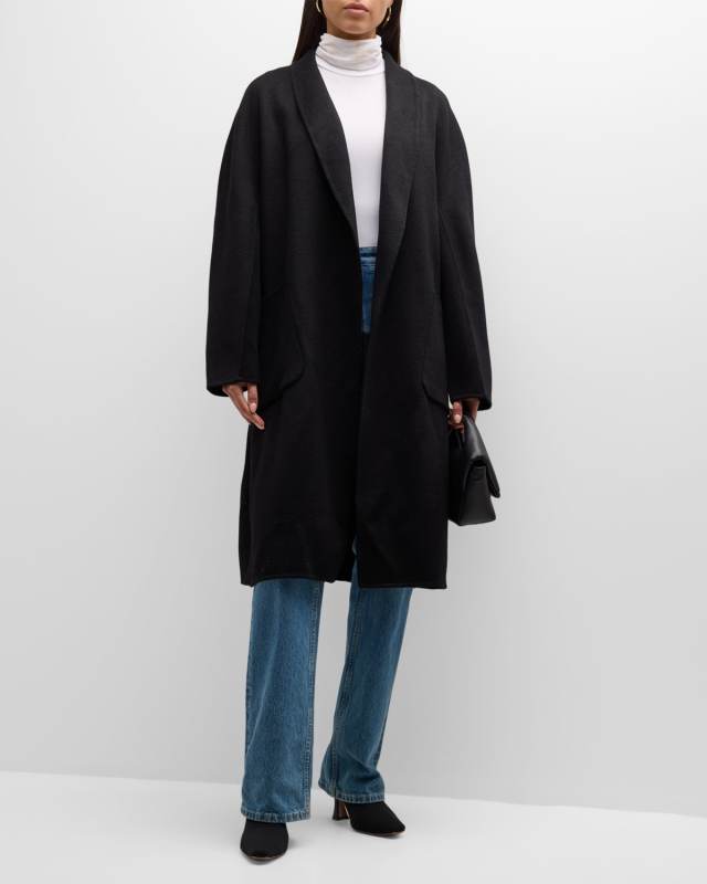 Thara Shawl-Collar Wool-Blend Coat