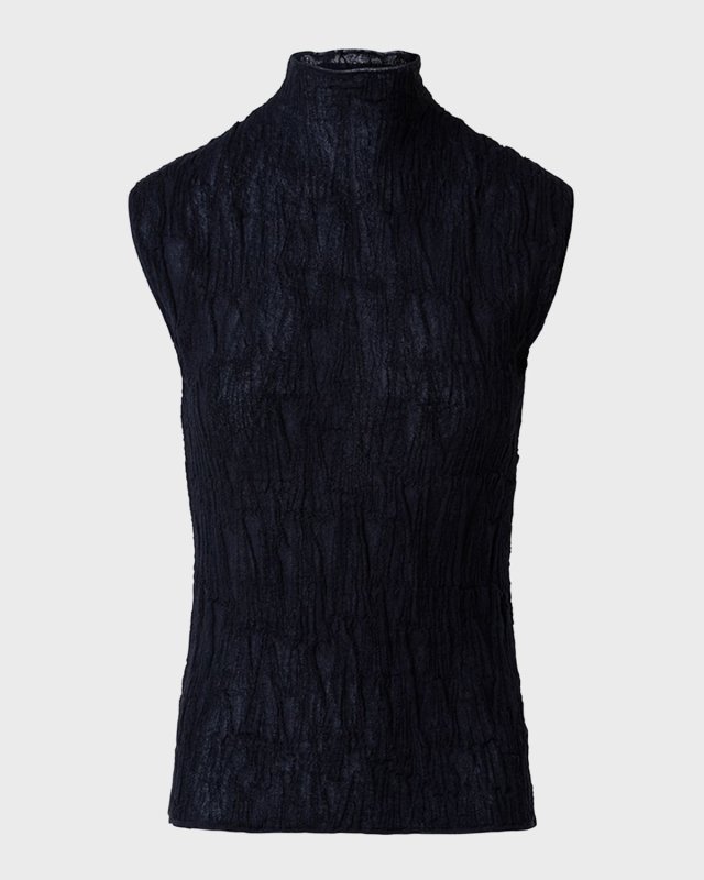 Asagao Jacquard Mock-Neck Fitted Top