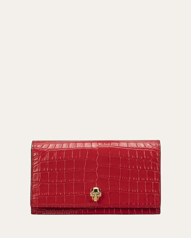 Mini Mock-Croc Crossbody Bag with Small Skull