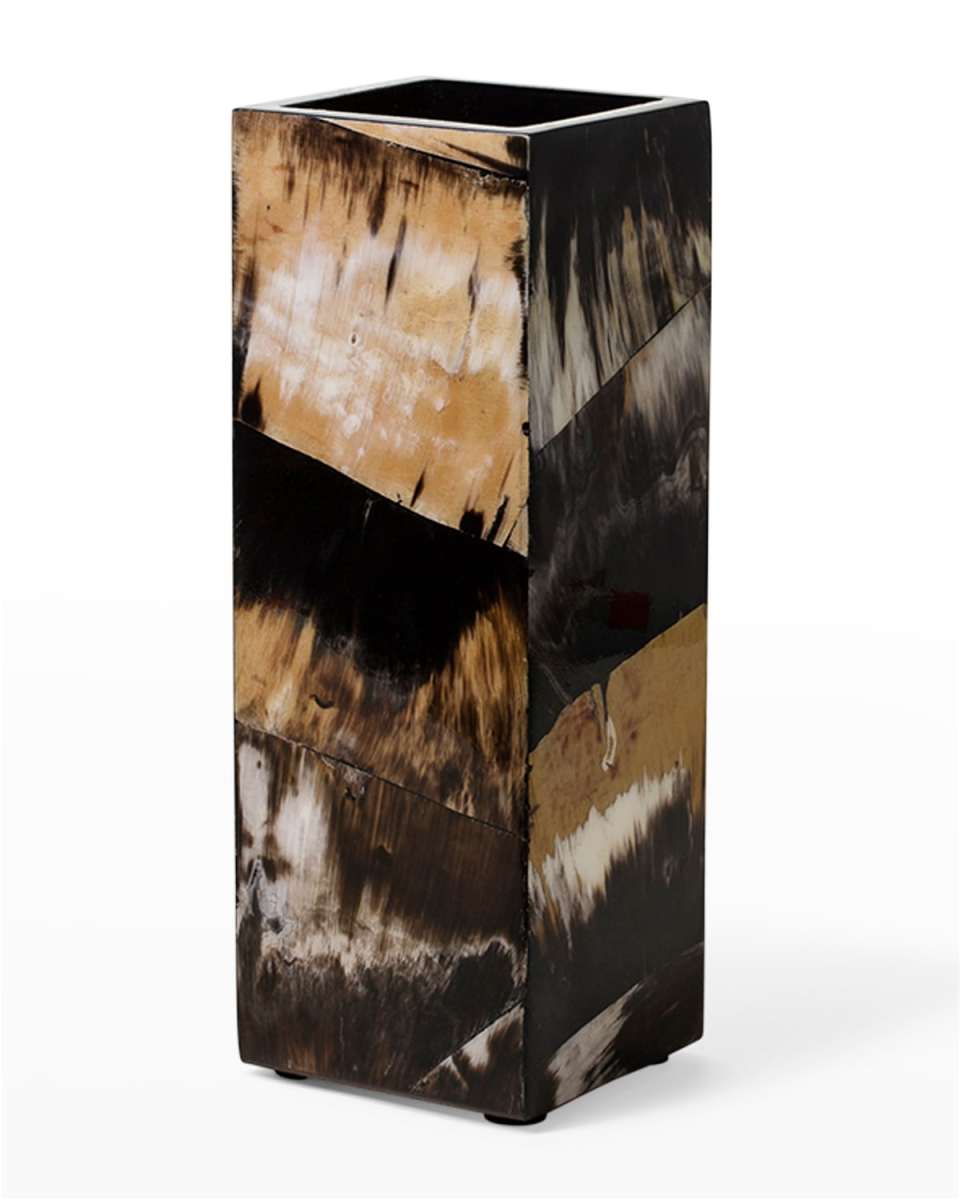 Horn Veneer 16" Square Vase