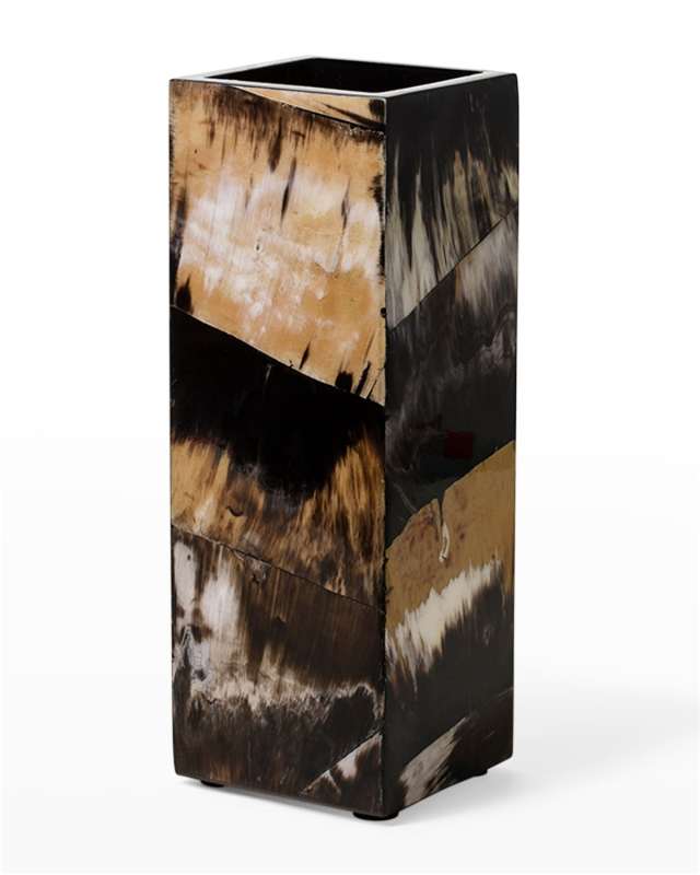 Horn Veneer 16" Square Vase