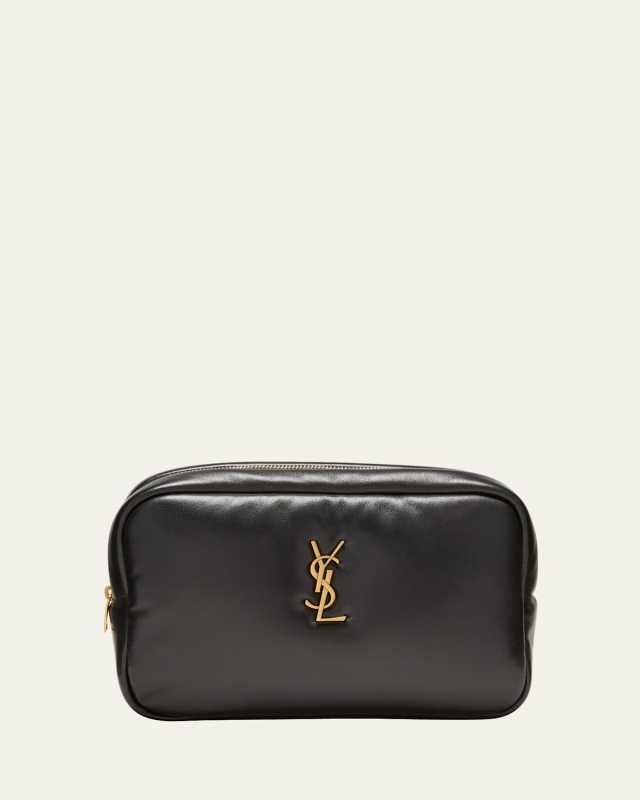 Cassandre Medium YSL Cosmetic Pouch in Smooth Padded Leather