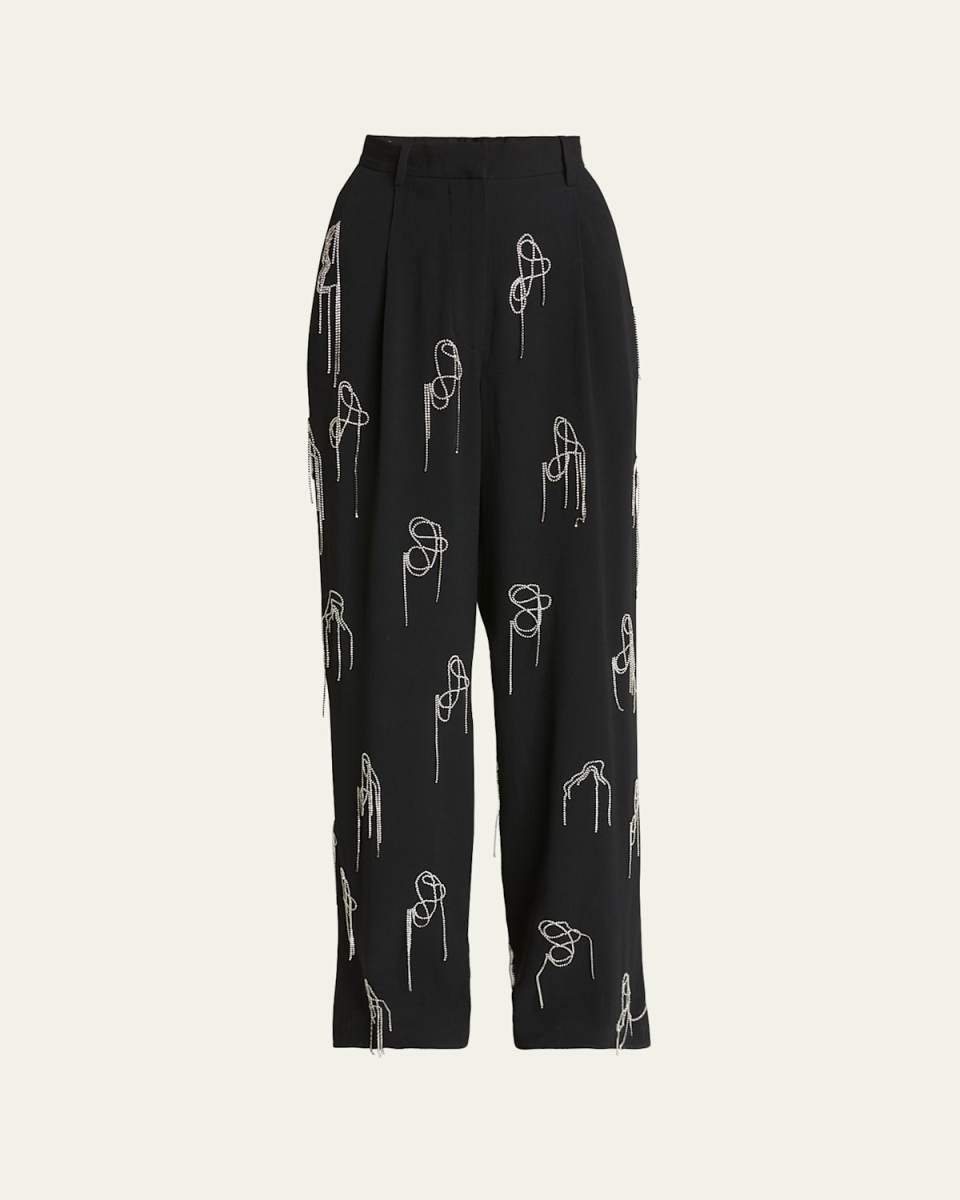Porter Embellished Wide-Leg Trousers