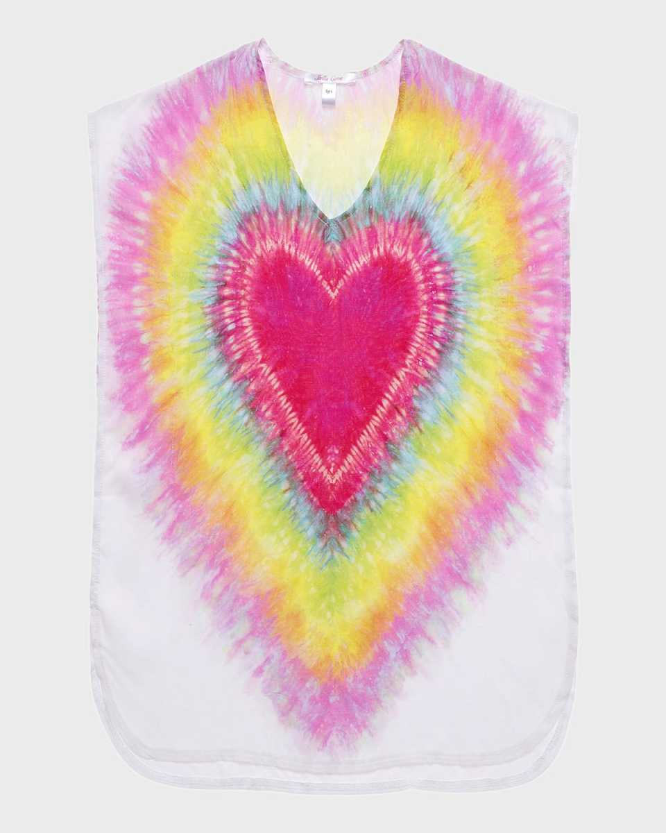 Girl's I Heart You Tie Dye Poncho Coverup, Size 2-1
