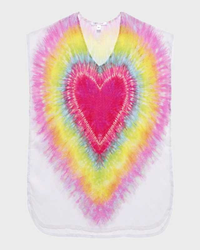 Girl's I Heart You Tie Dye Poncho Coverup, Size 2-1
