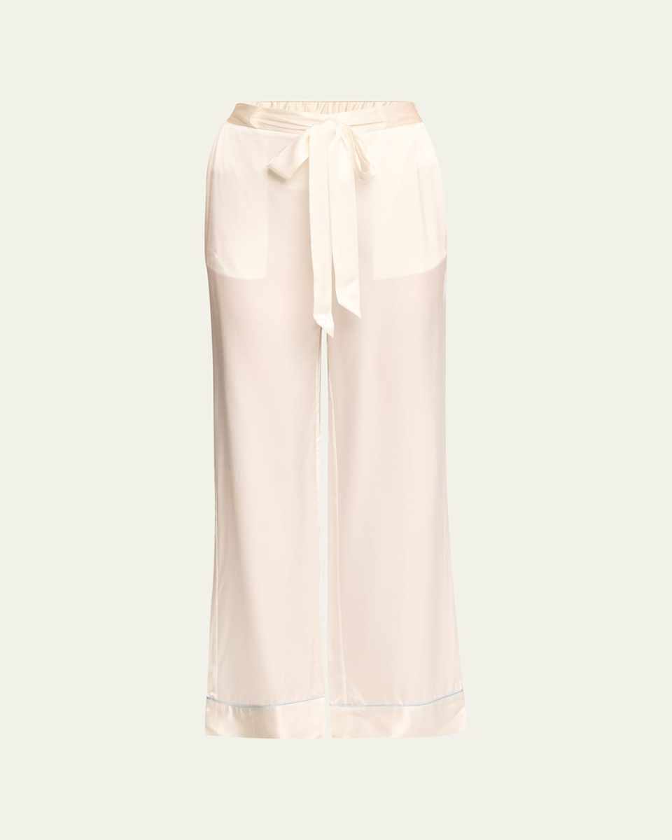 Cropped Straight-Leg Silk Pajama Pants