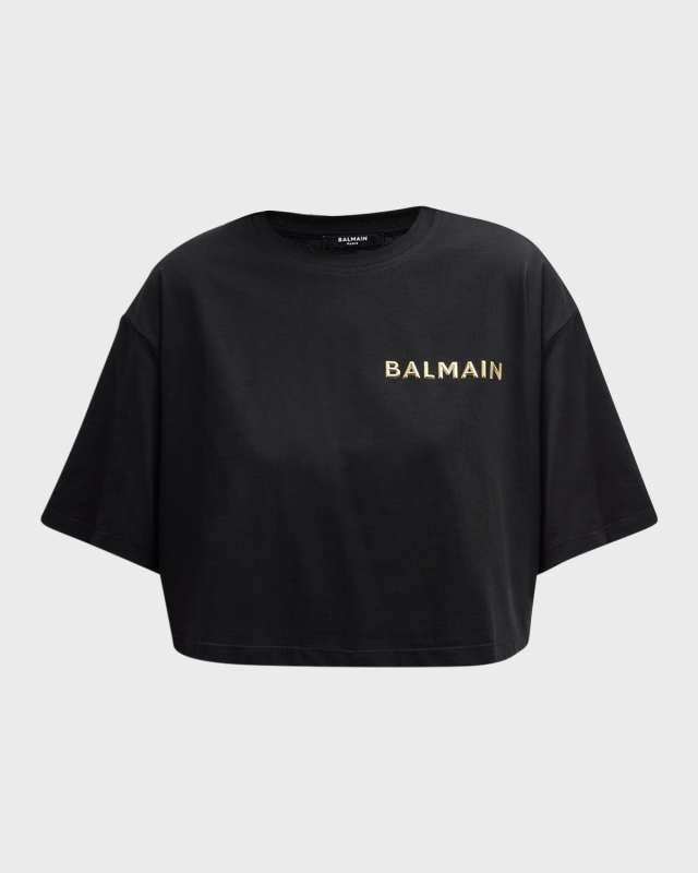 Laminated Cropped Logo T-Shirt