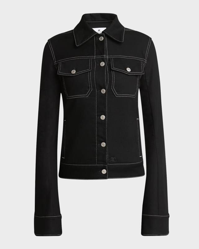Wide-Sleeve Denim Trucker Jacket