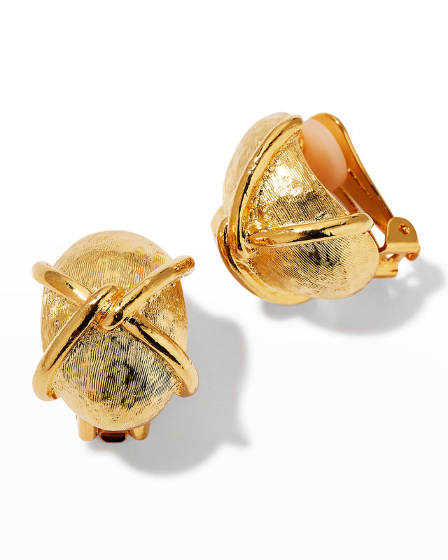 Gold "X" Button Earrings