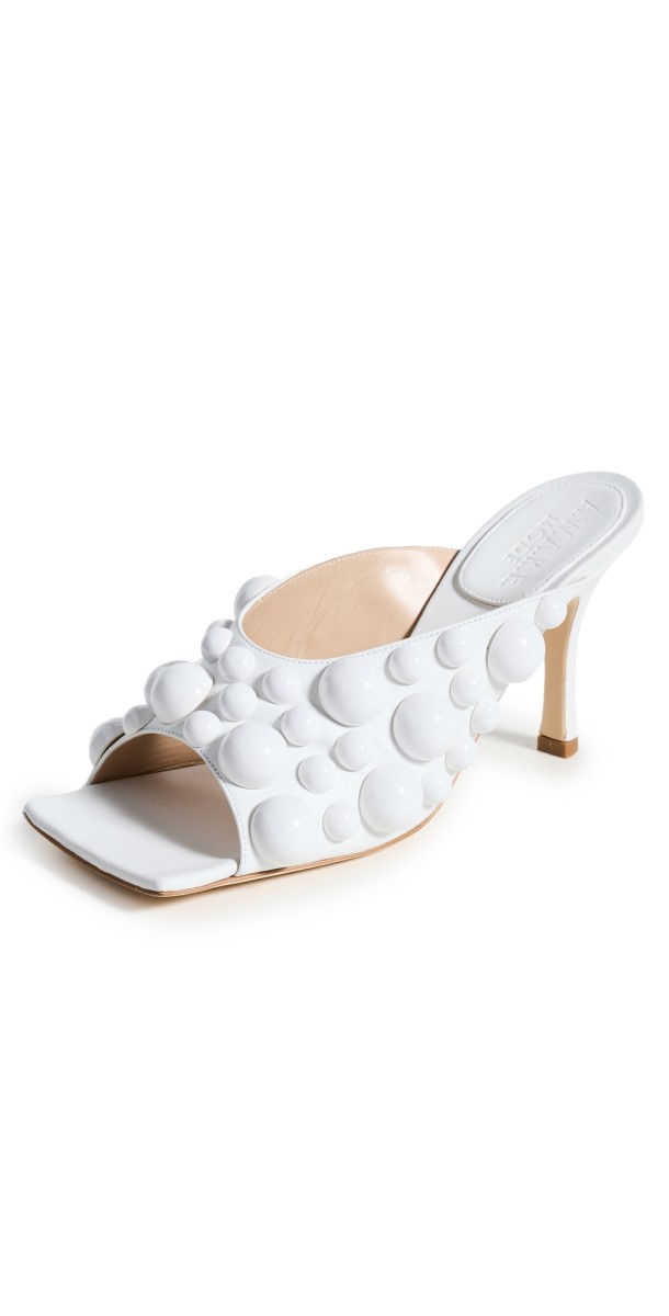A. W.A. K.E. MODE New Marion Embellished Mules White