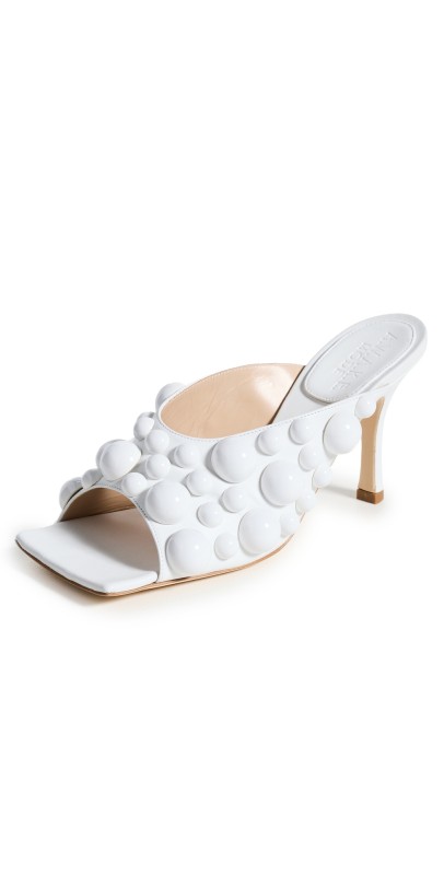 A. W.A. K.E. MODE New Marion Embellished Mules White
