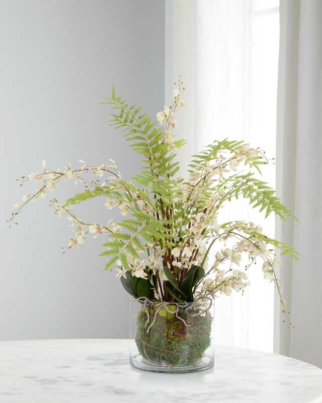 Mossy Orchid Faux-Floral Arrangement
