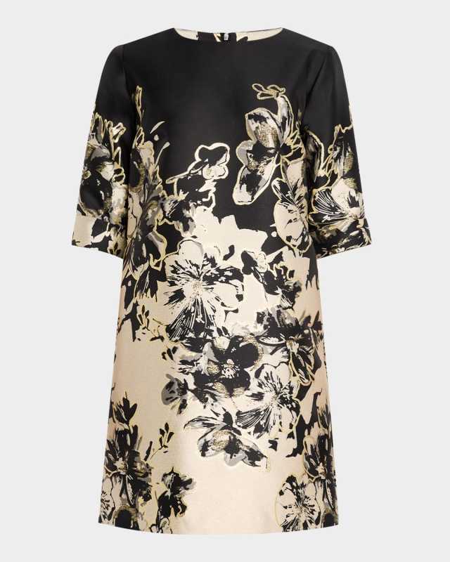 Showstopper A-Line Floral Jacquard Mini Dress