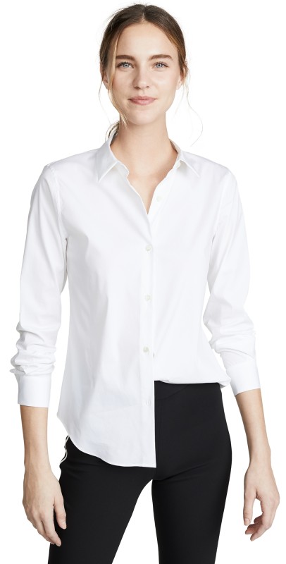 Theory Luxe Tenia Button Down Blouse White