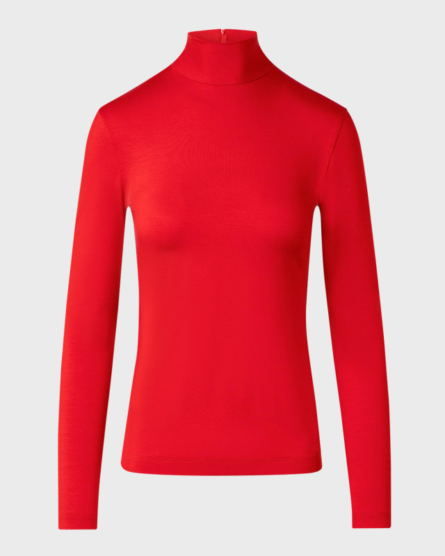 Mock-Neck Long-Sleeve Fitted Shirt