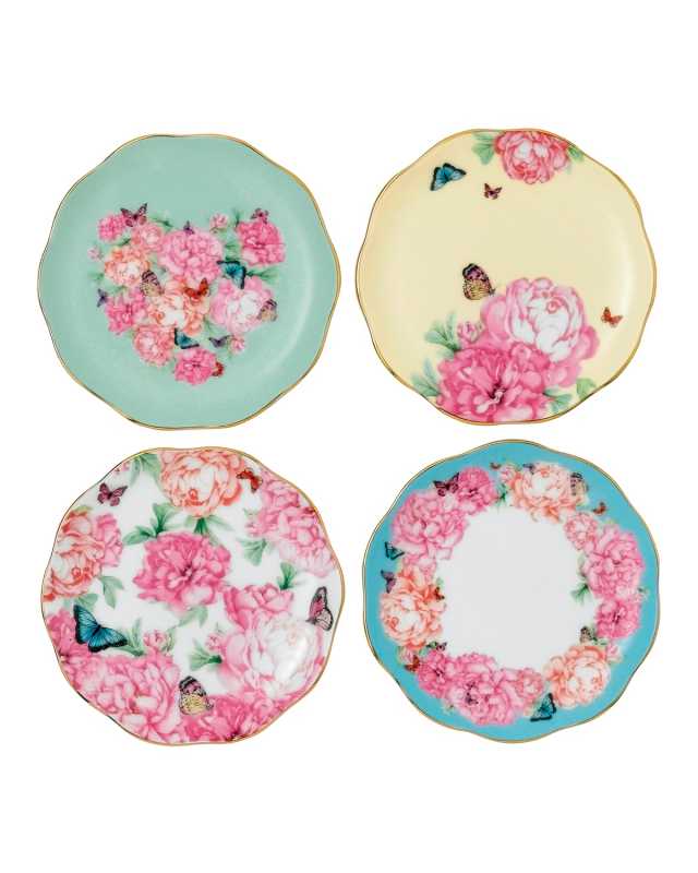 Mixed Pattern Tidbit Plates, Set of 4
