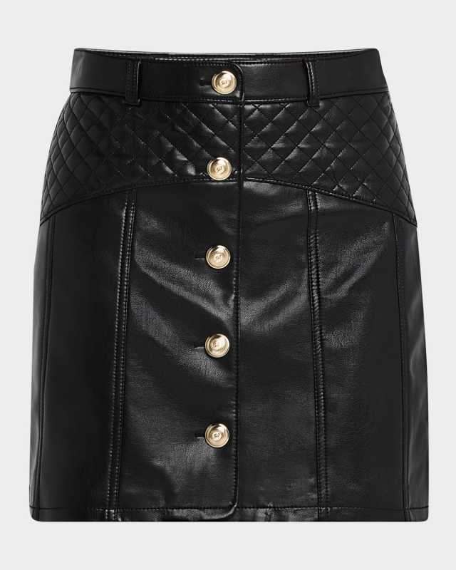 Claudia Quilted Vegan Leather Mini Skirt